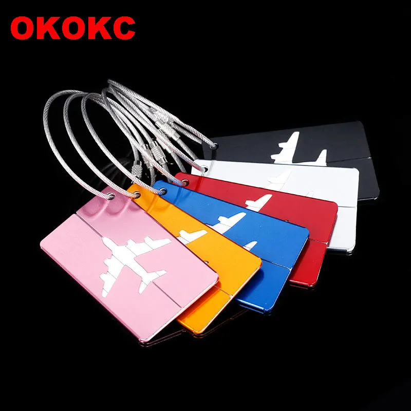 OKOKC багажные бирки из алюминиевого сплава Именные Бирки багажный адрес держатель