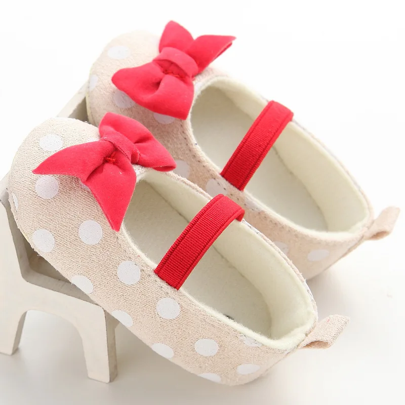 Весенне Осенняя детская обувь в горошек с бантом на ремнях для новорожденных