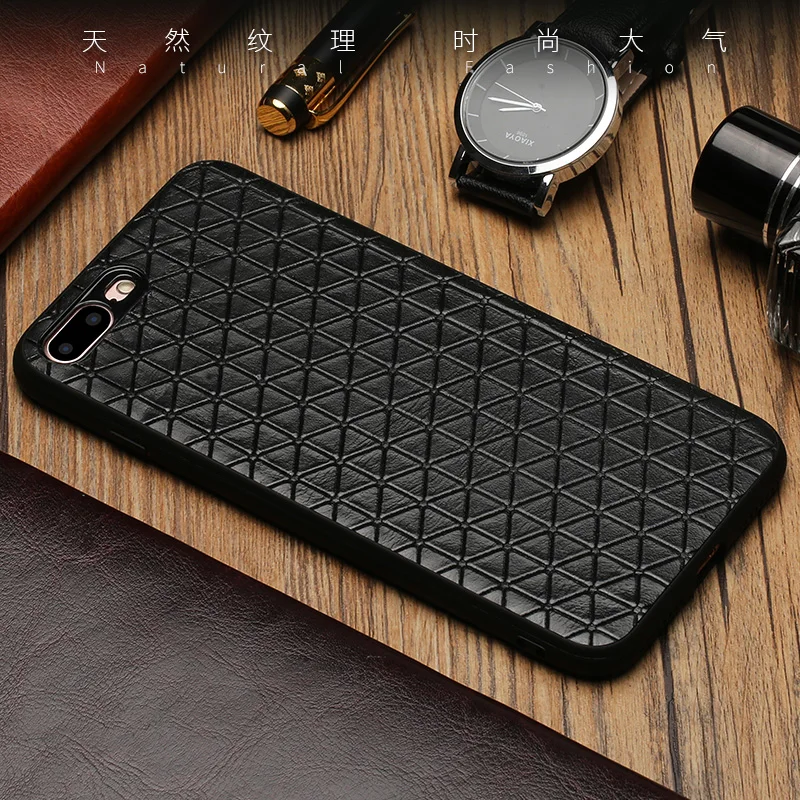 Кожаный чехол для iPhone X 7 8 6 плюс 5 5S SE Бизнес Стиль Треугольники текстура 360 кремния Мягкая обложка