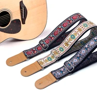 embroidery jacquard leather guitar strap holder button safe lock for acoustic electric classic guitar bass accessories