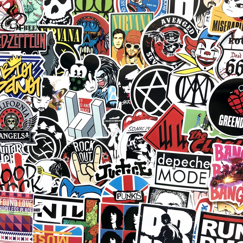 52pcs / Set Ретро рок группа музыкальные наклейки Зеленый день RHCP багаж Для гитарного
