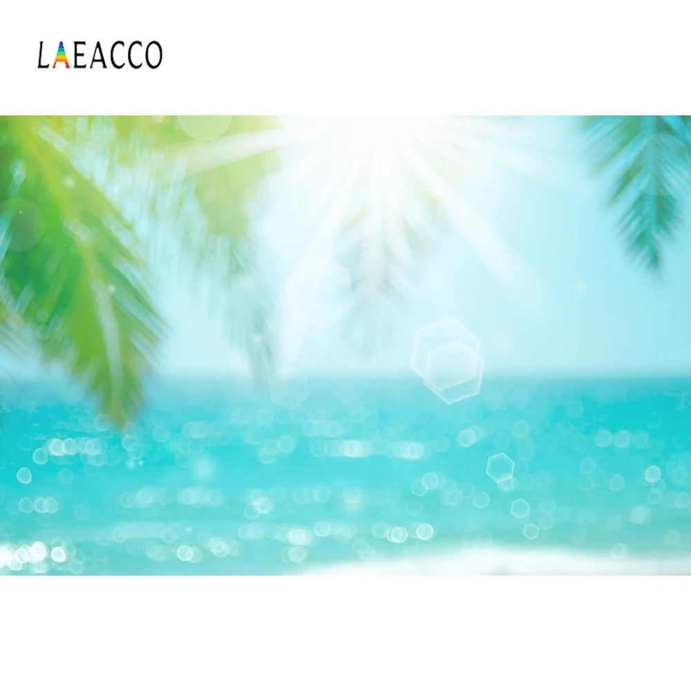 Тропический Фотофон Laeacco небо облако море пляж пальмы дерево летние праздничные