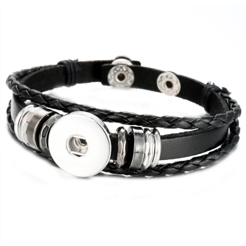 

leather retro 18mm snap button bracelet DIY jewelry FG5501
