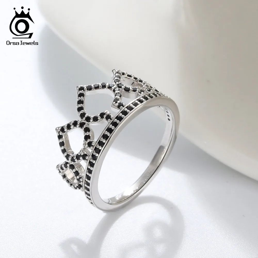 ORSA JEWELS, дизайн покера, медное кольцо для женщин в форме лопаты, кольцо с короной, Красный AAA CZ, стильные новые оригинальные ювелирные изделия, корейское кольцо OR196