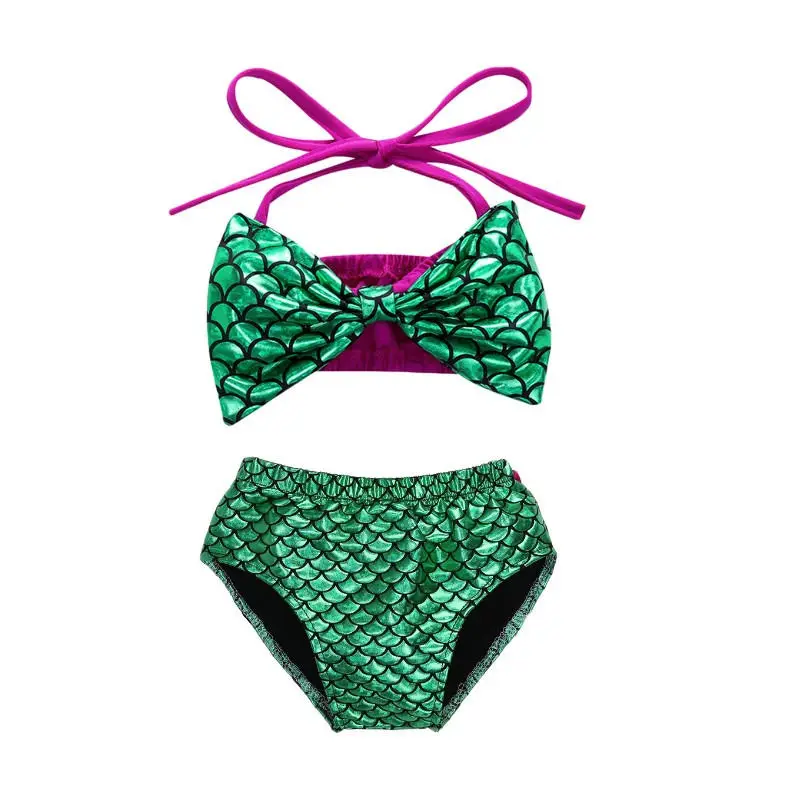 

Hot Mermaid Baby Girls Clothes Halter Sleeveless Bikini With Bowknot Bathing Suit 6-24months Helen115