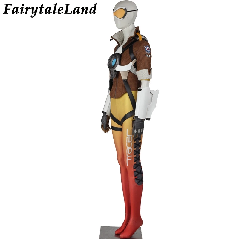 Популярная игра OW cosplay Lena Oxton Tracer костюм Солдат 76 Tracer Косплей Костюм Костюмы на Хэллоуин для взрослых Tracer костюм