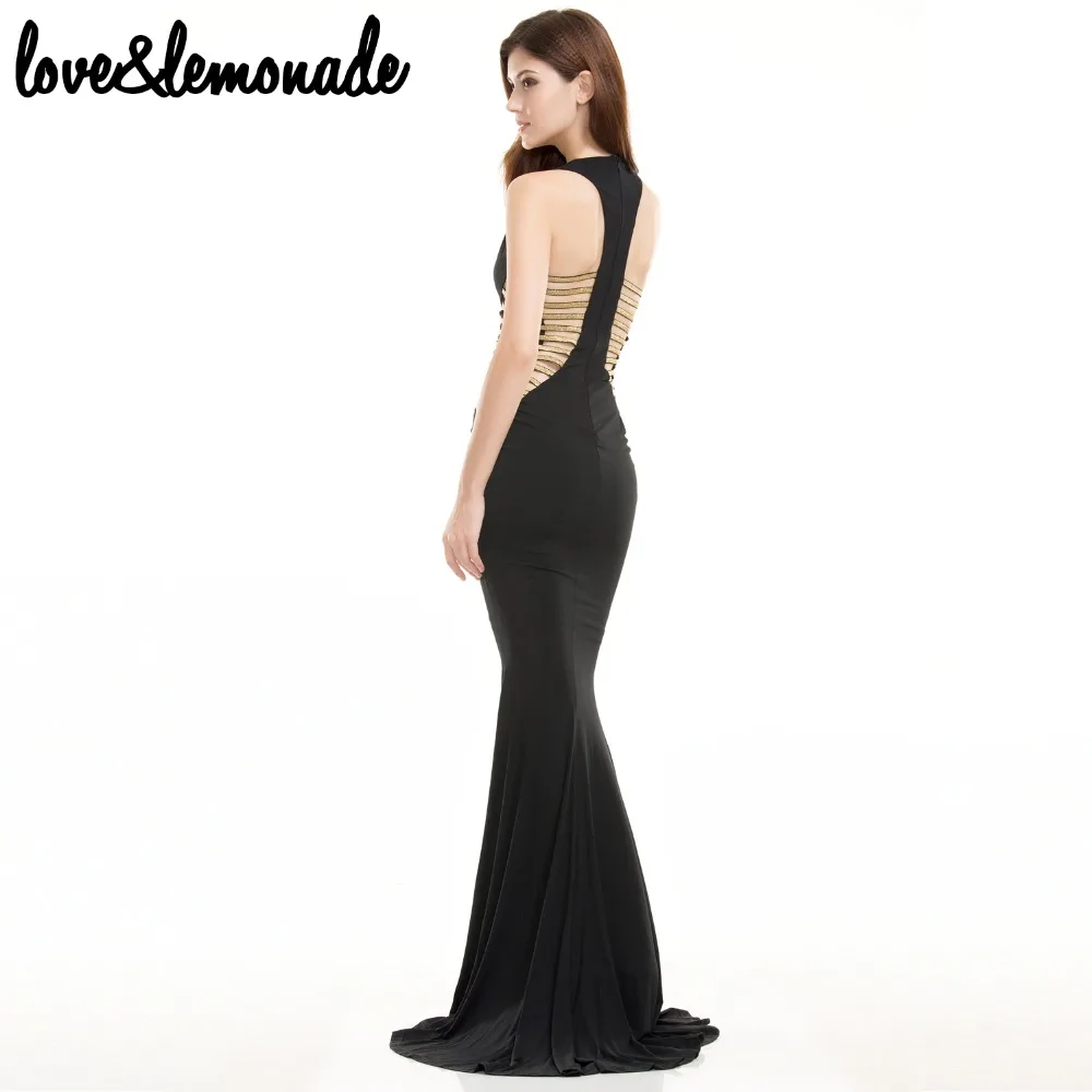 Love & Lemonade. Длинное черное платье с V образным вырезом и модель TB 9666|maxi dress|maxi dress