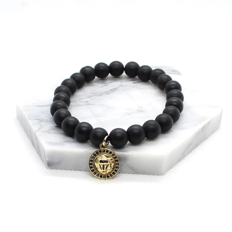 men accessories Натуральный камень мужские браслеты из бисера Bileklik Лев ювелирные изделия браслеты для женщин Pulseras Mujer Bijoux Дружбы мужские аксессуары - Окраска металла: men accessories