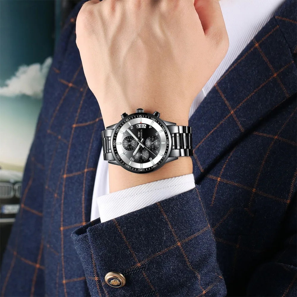 

2019 Watch Men Fashion Sport Quartz Clock Full Steel black Mens Watches Brand Luxury Business Waterproof Watch Relogio Masculino