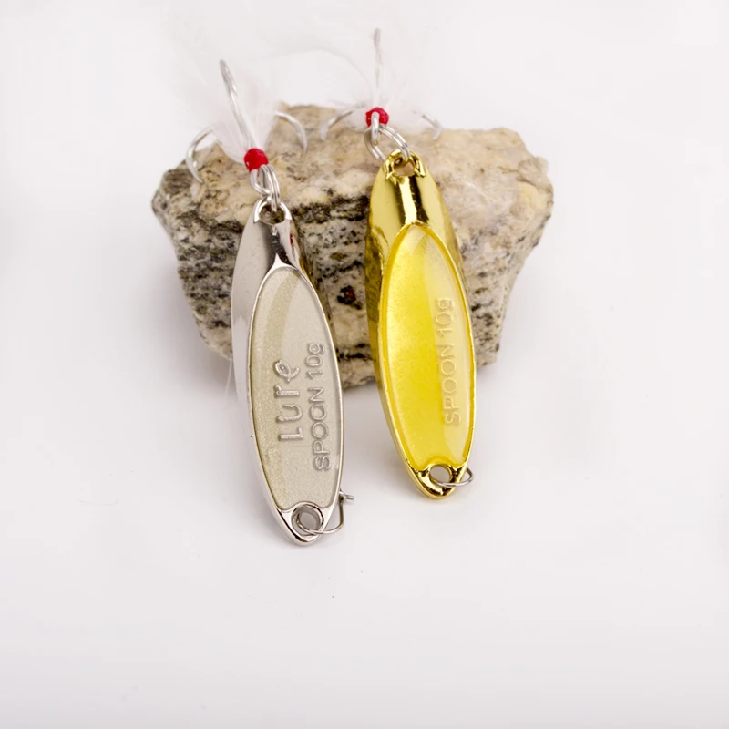 Светящаяся металлическая приманка для рыбалки блесну 10g золото/серебро черный