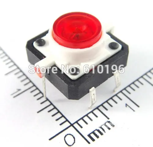 Красный цвет LED кнопка сброса тактильные нормально открытый 4 контактный