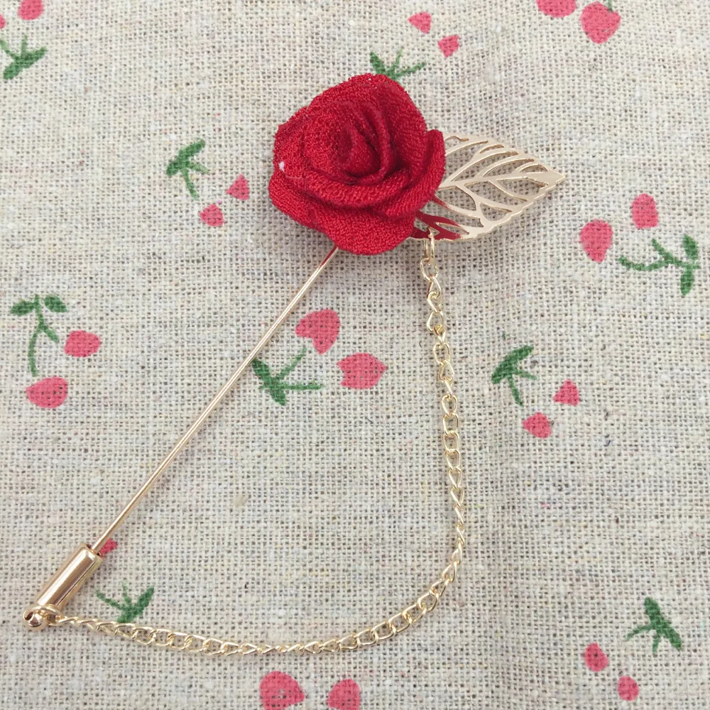 

Fashion Unisex Brooch Flower Lapel Pin Suit Boutonniere Fabric Leaf Flower Brooches For Women Men Jewelry