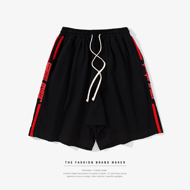 Passion Letter Printed Side Stripe Man's Shorts Sportswear Contrast Color High Street Sweatpants Vintage Drawstring Mens | Мужская