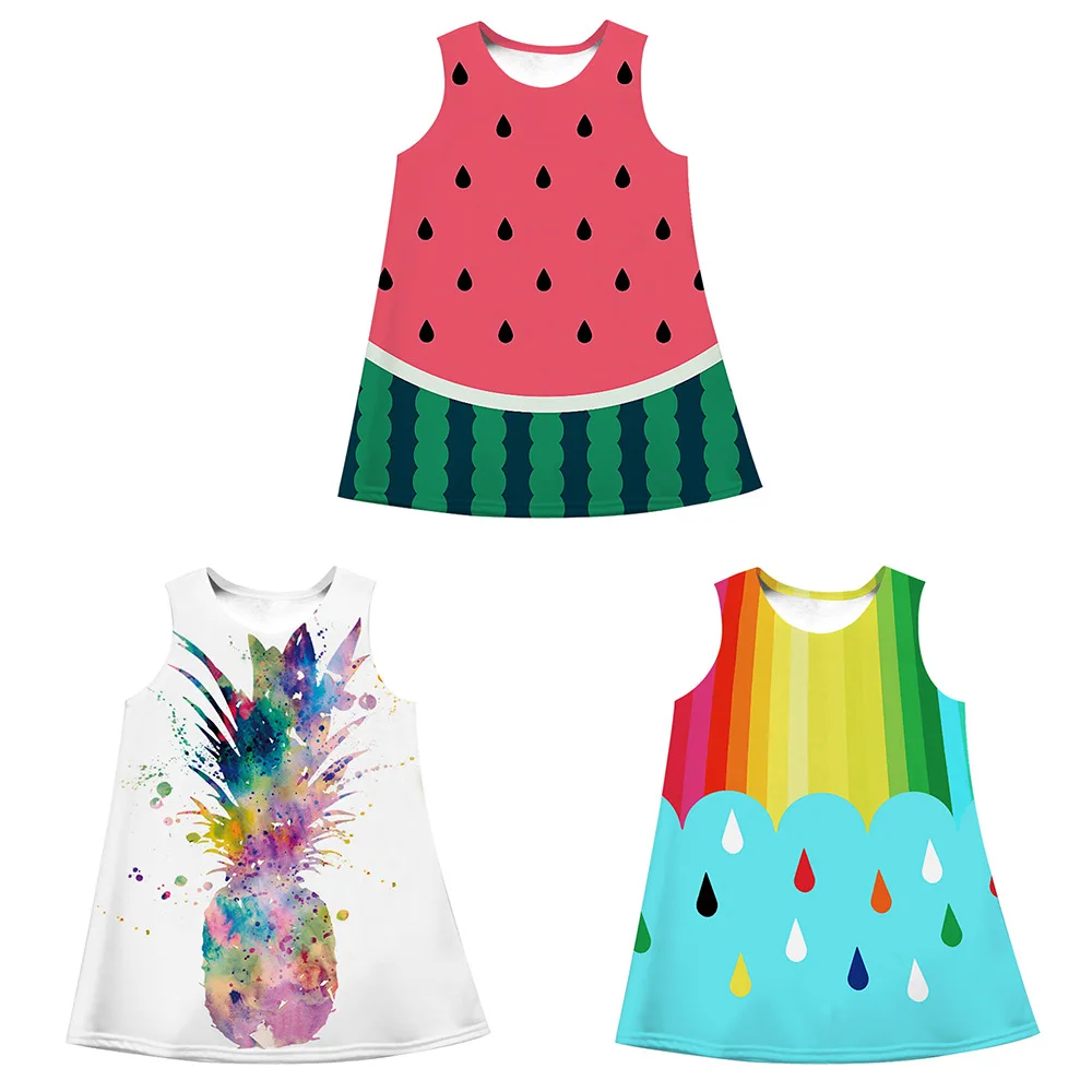 Летнее платье для маленьких девочек без рукавов Крутое платье-комбинация с