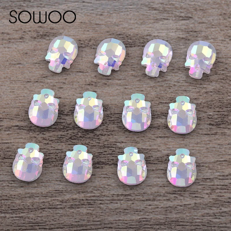 AB Crystal Rainbow Color Skull shape High quality Hot fix Rhinestones use for high-end clothing Nail Art rhinestone SOWOO | Дом и сад