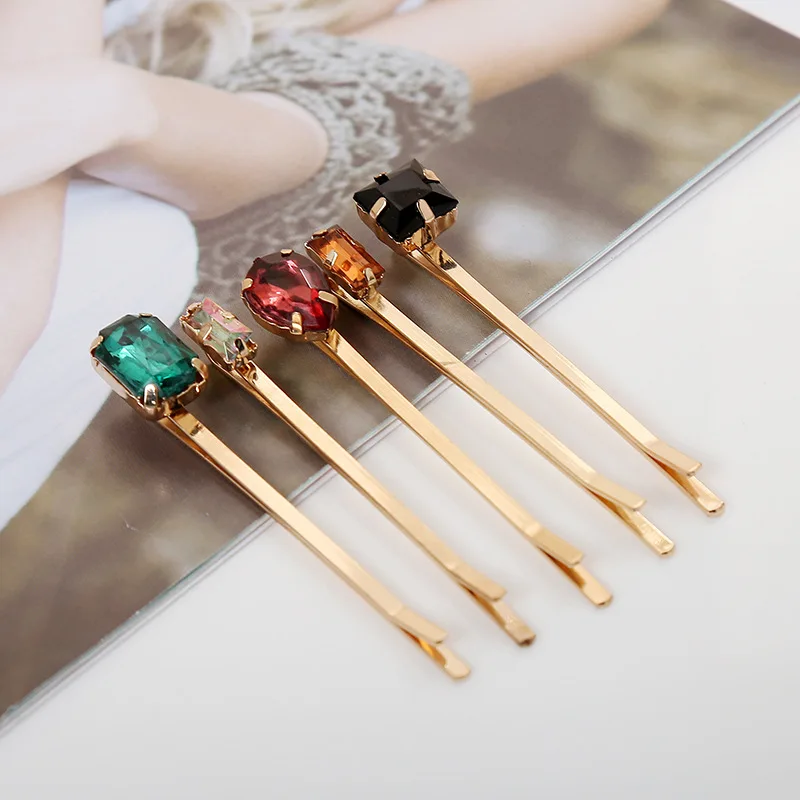 

50Pcs/Lot Gold Diamond Hairpin Diy Female Word Clip Hair Accessories Girls Hair Clips For Women Wedding Headdress Wholesale