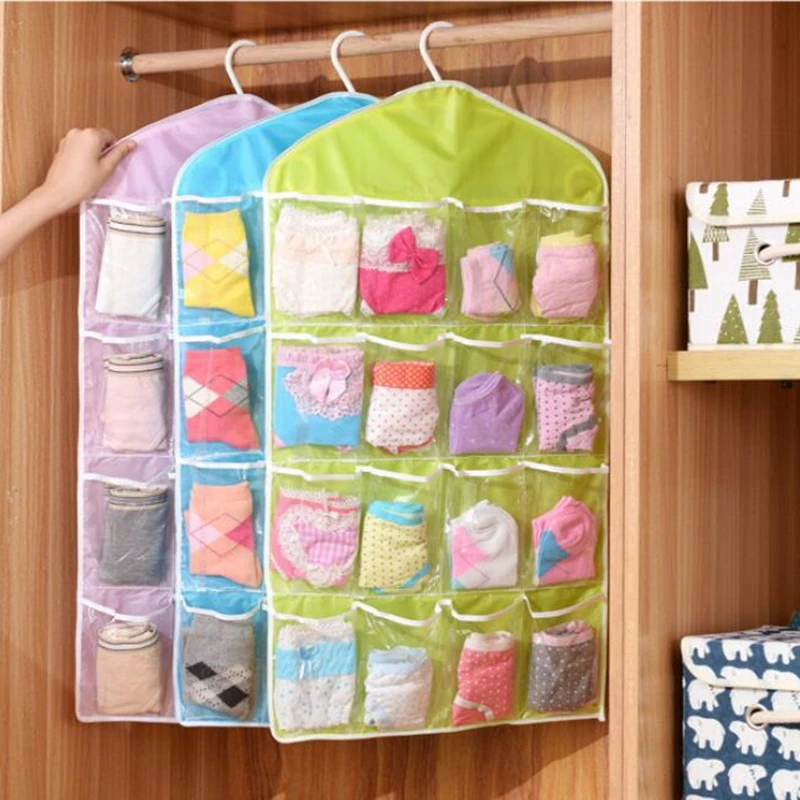 HOT! 16 Pockets Clear Hanging Bag Socks Bra Underwear Rack Hanger Storage Organizer New | Дом и сад