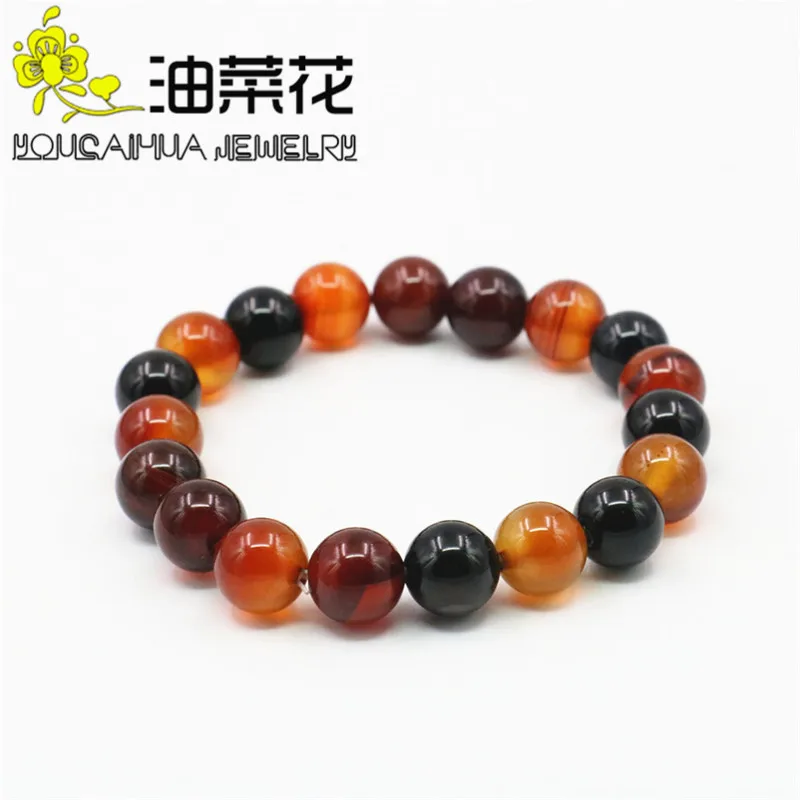 Браслет 10 мм красный черный красочный оникс армия храбрости тигровый глаз