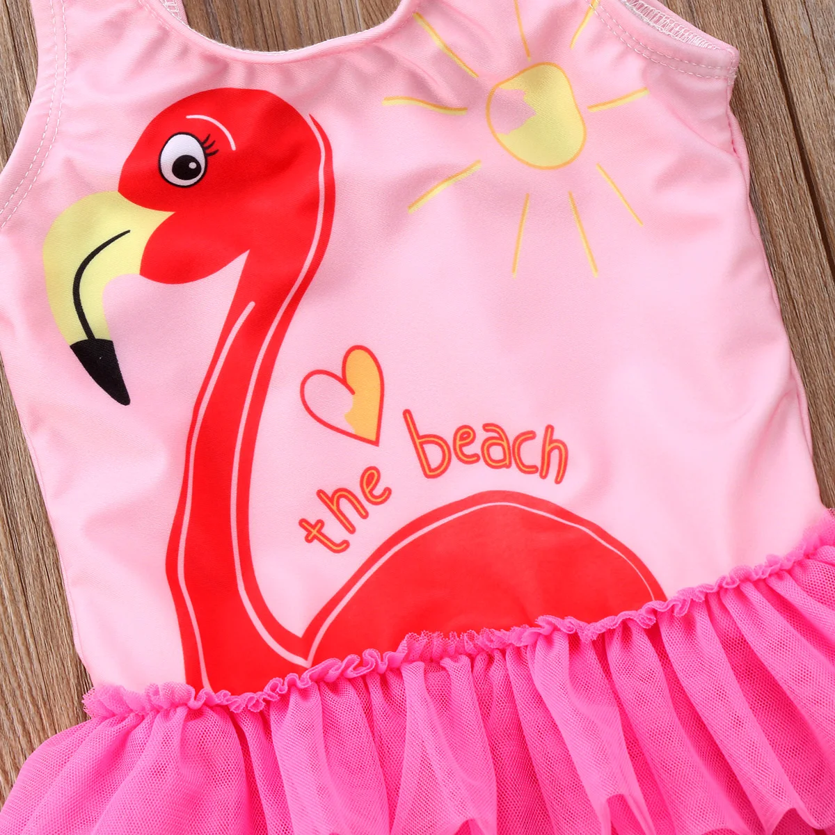 2019 Brand Kids Girls Flamingo One-Piece Lace Shirts Swimwear Swimsuit Clothes Bathing Suit Cute Sweet 1-6Y | Детская одежда и
