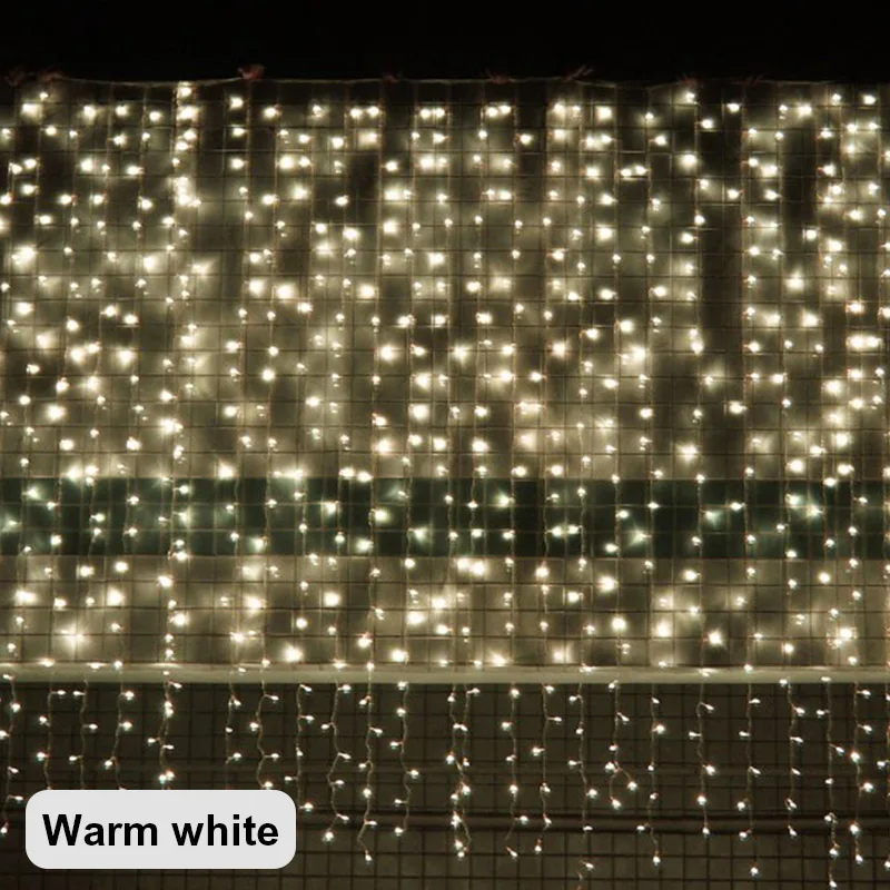 Warm white Светодиодный светильник-гирлянда в виде сосульки для занавесок 0,6 м, подвесной светильник в виде сказок для дома, для свадьбы, вечеринки, сада, Рождества - Испускаемый цвет: Warm white