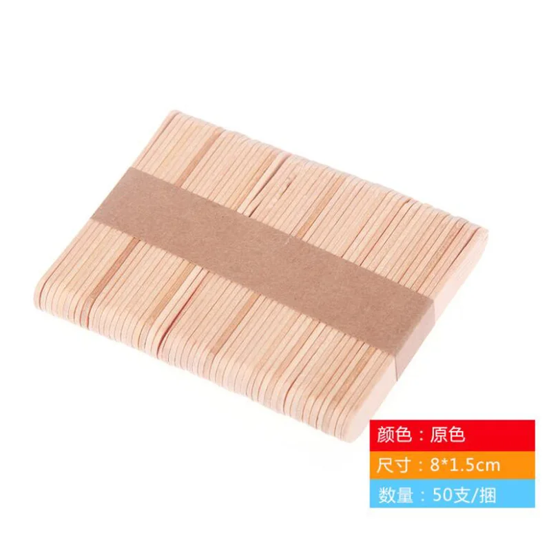 8.5x1.5cm 50Pcs/Lot DIY kids Handwork Art Crafts Toys Wooden Craft Ice Cream Sticks Pop Popsicle Sticks Natural Wood Cake Tools Ice Mold - Цвет: 8.5x1.5cm