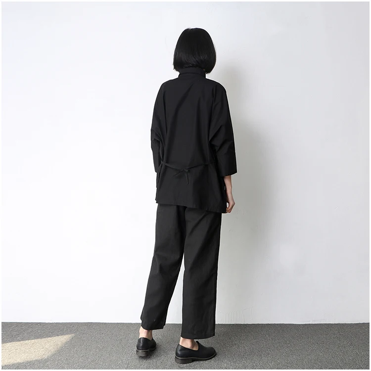 DEAT 2020 new fashion women turn-down collar three-quarter sleeve batwing loose wide blouse shirt with rope pulling top WB5630 | Женская