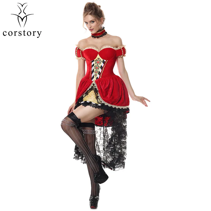 Красное платье-корсет Corstory Deluxe маскарадный костюм на Хэллоуин классический