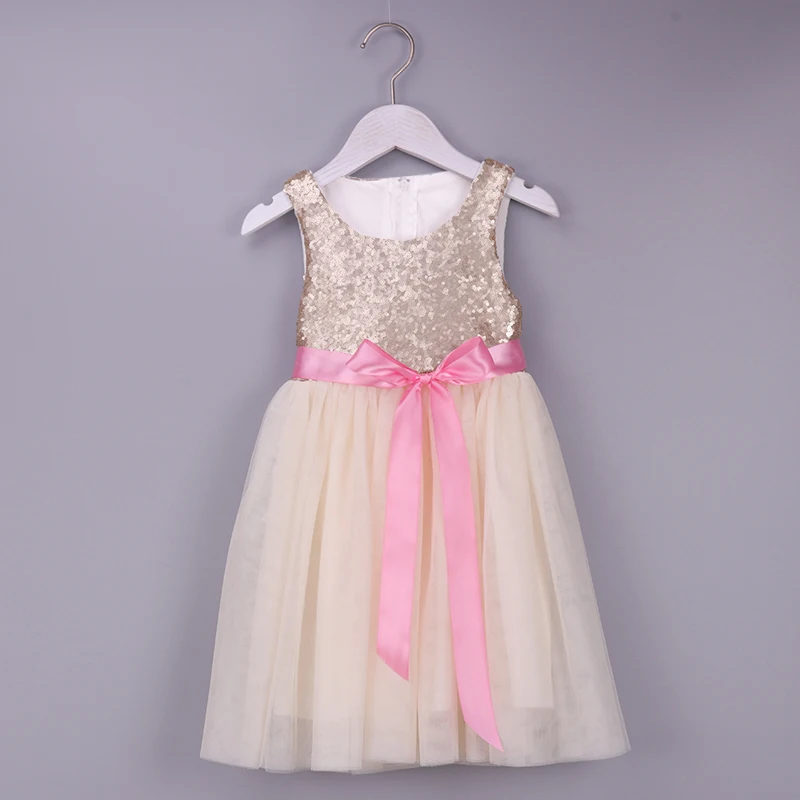 Flower Girls Dress Sequin Champagne Toddler Kids Party Sparkle Glitter Tutu Birthday Summer | Детская одежда и обувь