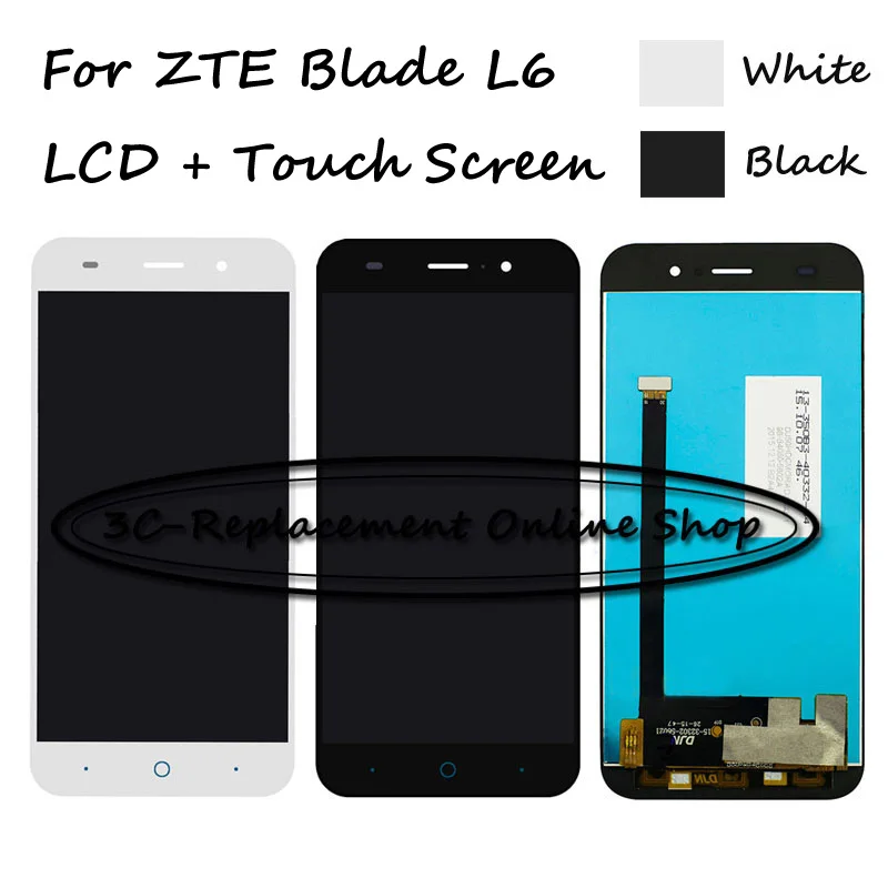 Black/White LCD+TP For ZTE Blade L6 LCD Display with Touch Screen Digitizer Assembly Smartphone Replacement + Free shipping | Мобильные