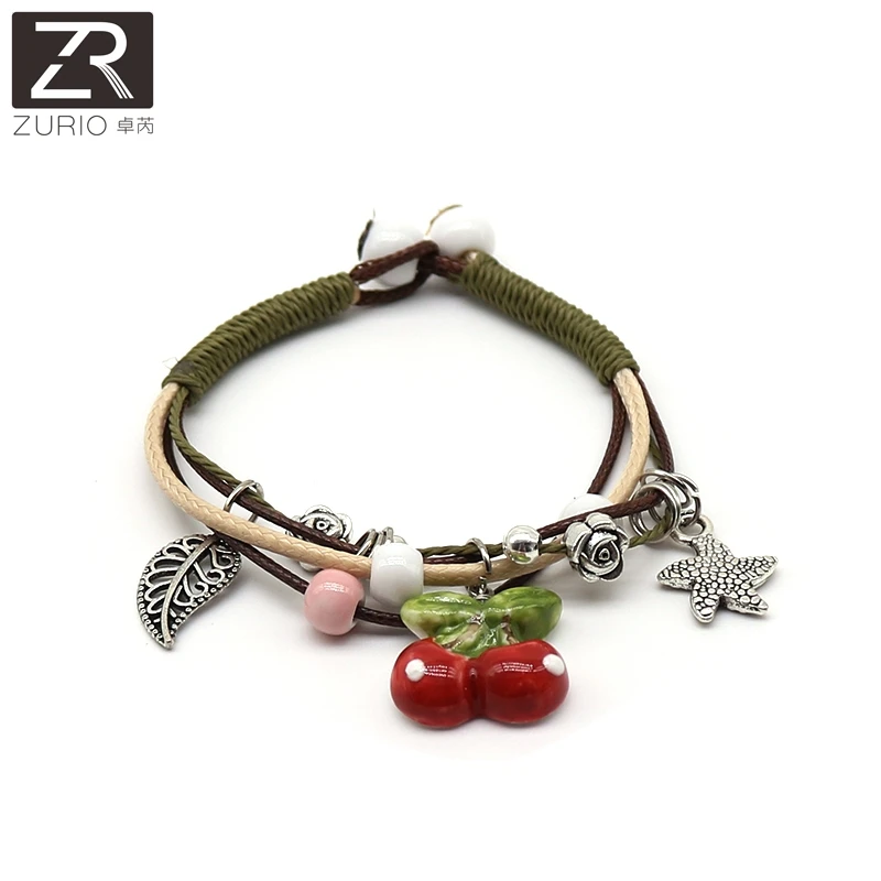 Браслеты с подвеской Lucky Red String керамические браслеты бусинами фруктами и