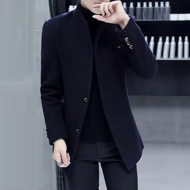 Sobretudo Comprido Palto Casaco Masculino Plaszcz Peacoat Abrigo De Hombre Men Winter Skinny Korean Wool Short Corto Woolen Coat | Мужская