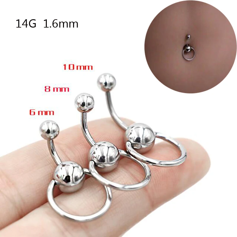 

1 Piece 14G Surgical Stainless Steel Navel Rings Silver Ball Sexy Belly Button Ring Body piercing Jewelry