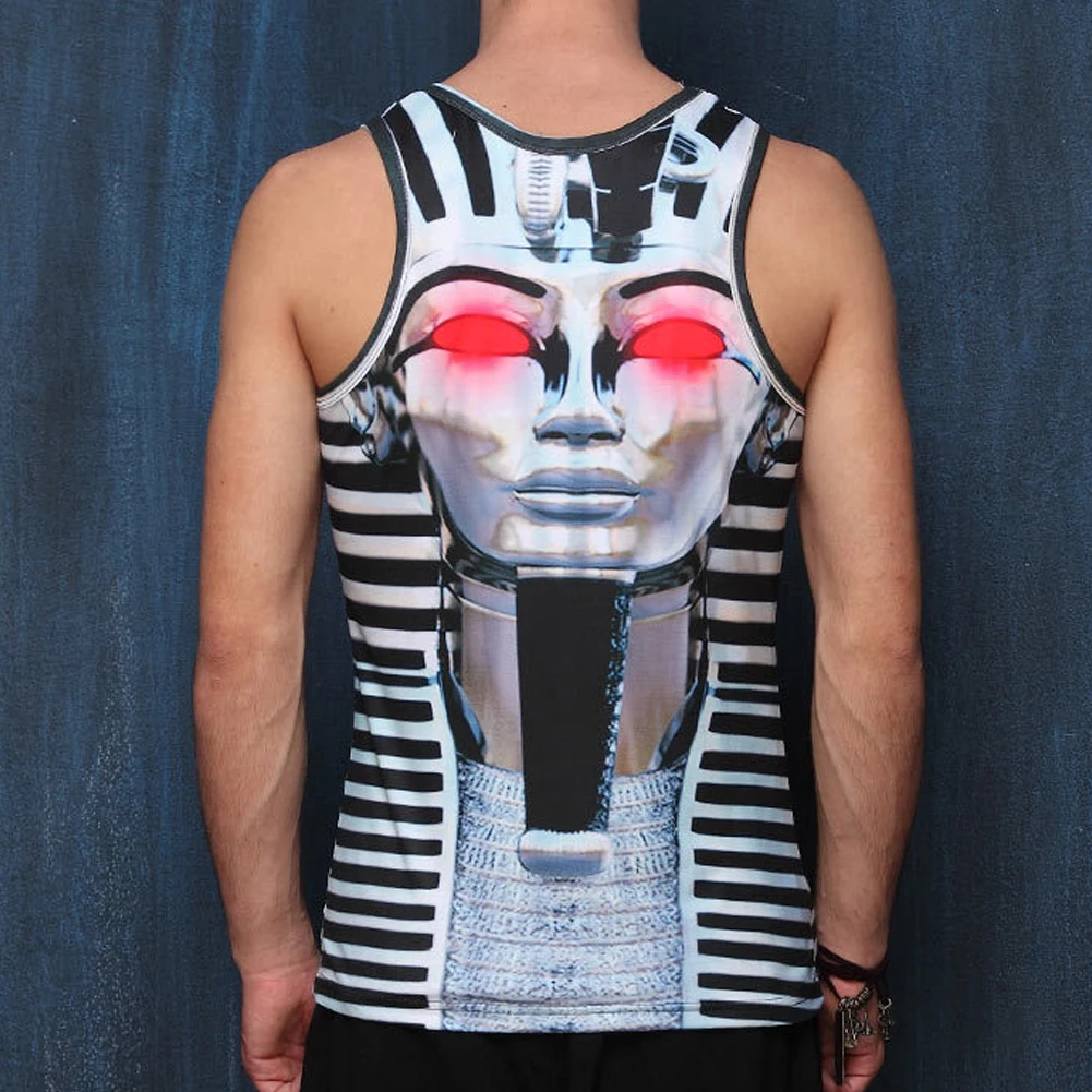 Летние 3D Египетские фараоны принт для мужчин жилет танк Повседневный Топ без