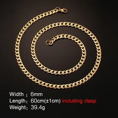 6mm 60cm gold Длинное ожерелье-цепочка, Крутое мужское ожерелье-чокер, массивная золотая цепочка 2" 24" - Окраска металла: 6mm 60cm gold
