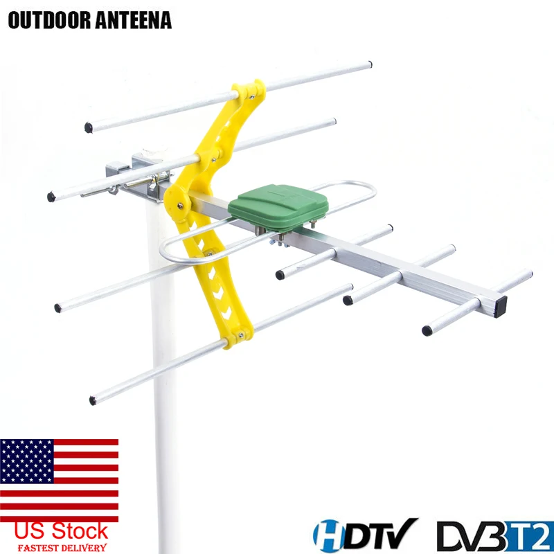 Наружная усиленная Антенна Yagi, 100 км, HD tv, 15 дБ, дальность UHF/VHF/FM