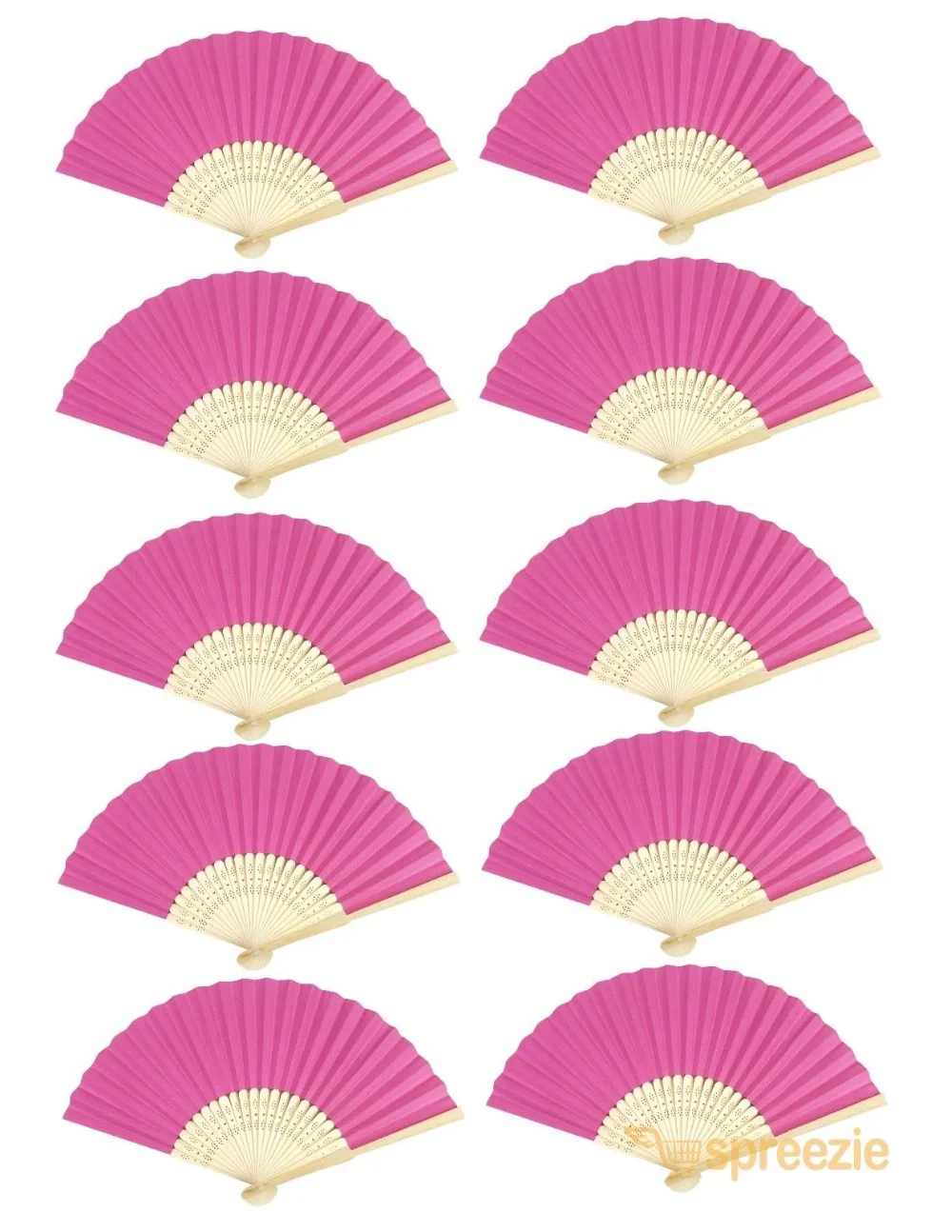 

[ Fly Eagle ] Pink Paper Hand Fans Bamboo Chinese Folding Pocket Fan Decor Gifts New (10 Pack)