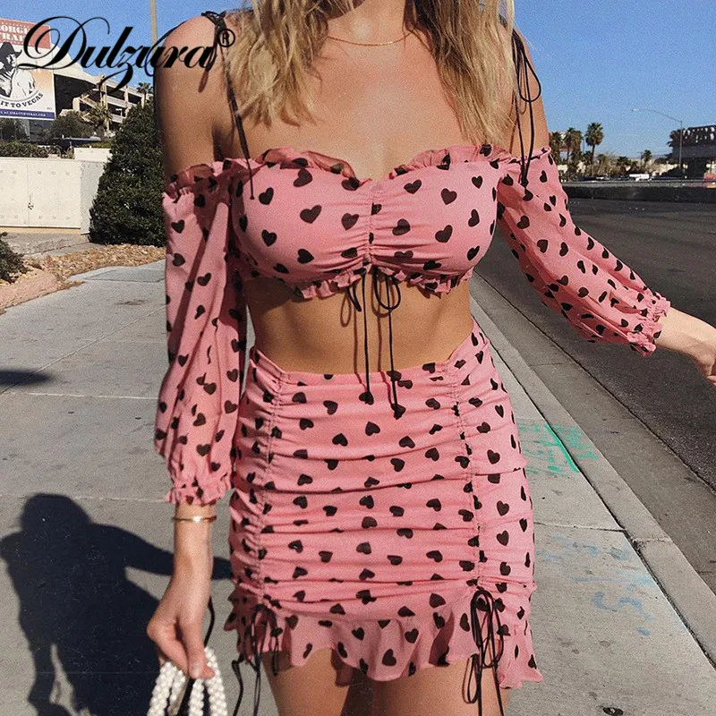 Женский комплект из двух предметов Dulzura бандажный топ с открытыми плечами и юбка