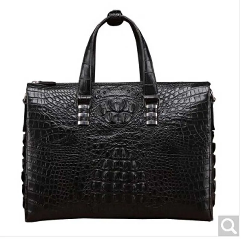 

baosidu new crocodile leather men's business bag men's handbag single shoulder bag Black Man briefcase