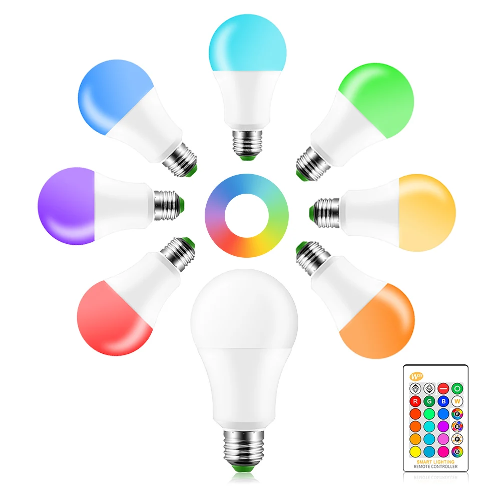 AC 110V 220V E27 RGB Светодиодный лампочки 5W 10W 15W RGB/RGBW/RGBWW лампада Сменные Красочные