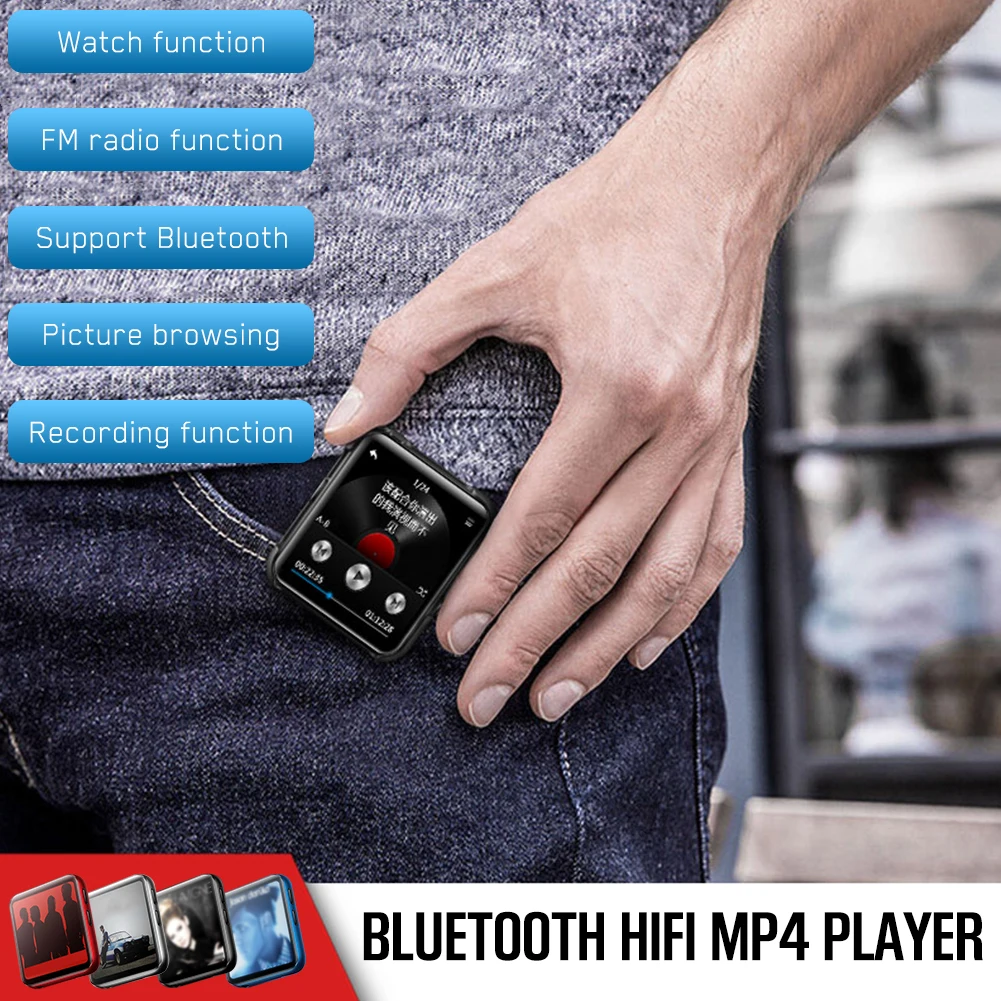 Мини-клип Bluetooth 4,2 MP4 плеер металлический сенсорный экран HIFI без потерь Звук Музыка Видео плеер Поддержка FM, рекордер, A-B Повтор