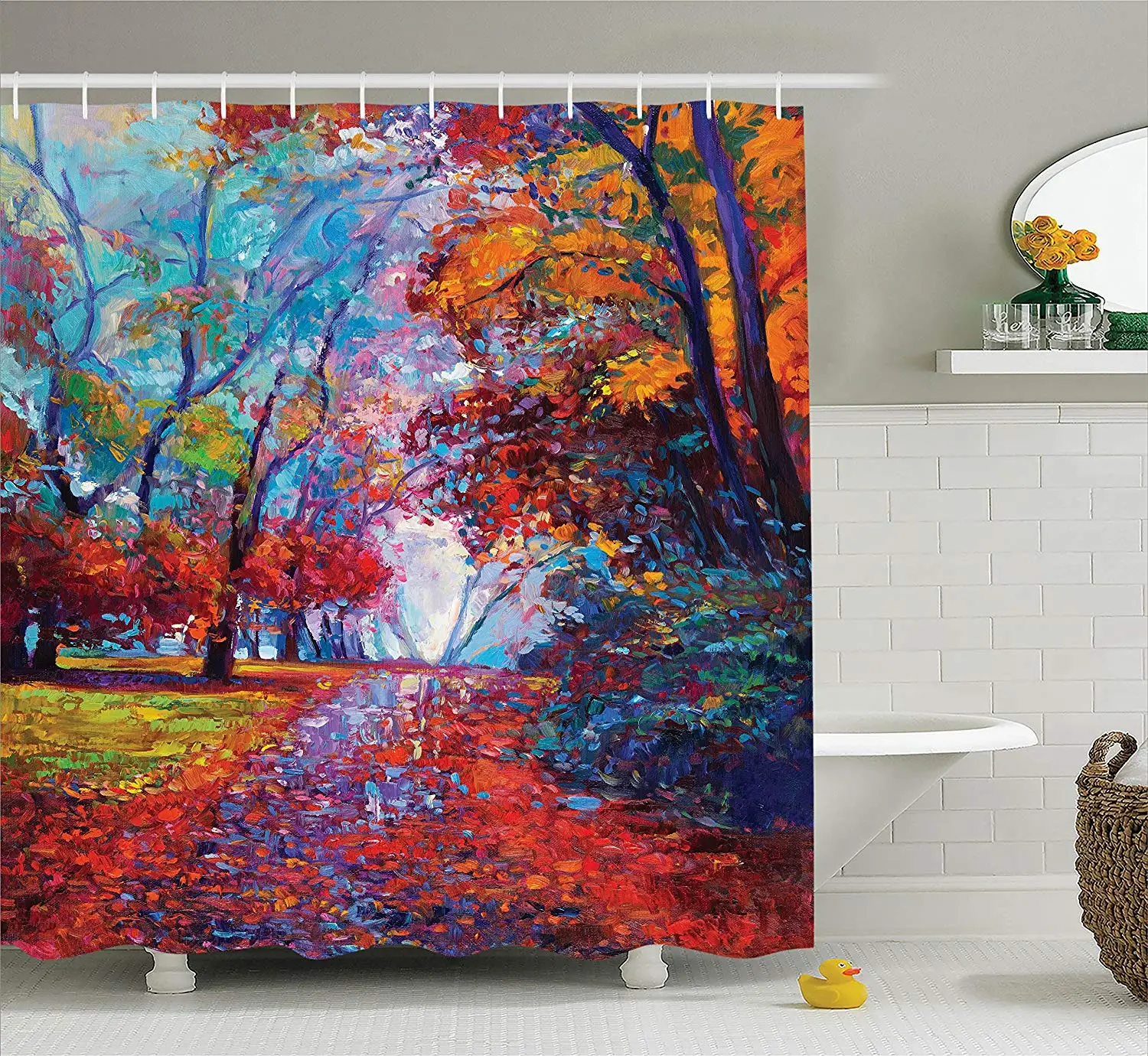 Декор в стиле кантри набор для занавесок душа цветной парк осенью искусство вид