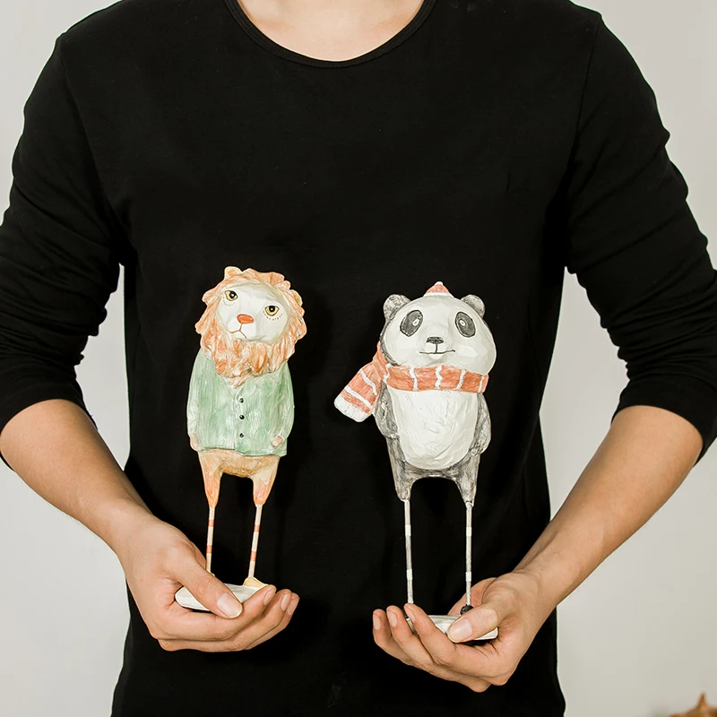 Творческий рабочего INS милые животные смолы украшения статуэтки home спальня