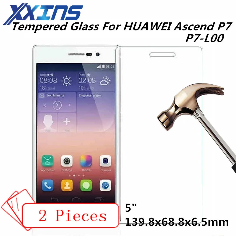 2 шт. закаленное стекло для HUAWEI Ascend P7 L00 защитный экран 5 дюймовый чехол смартфона
