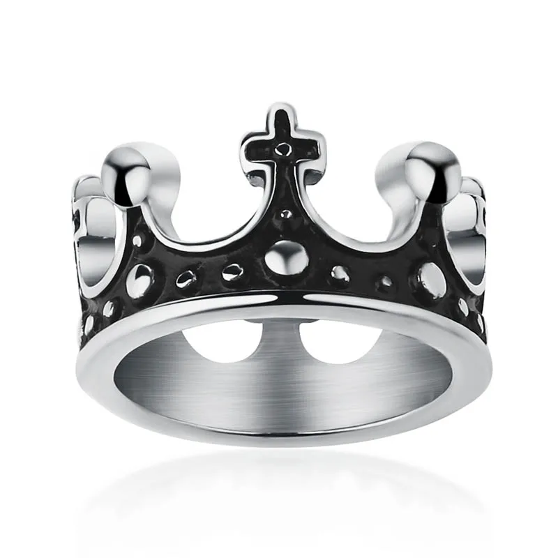 Silver Мужское серебряное кольцо с Королевской короной для женщин, Винтажное кольцо из нержавеющей стали, кольца с крестом для мужчин и женщин,, размер США 6-13 - Цвет основного камня: Silver