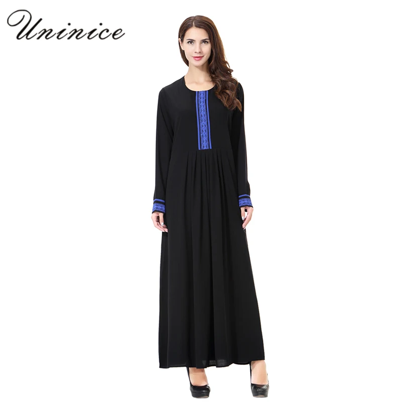 Мусульманское платье с вышивкой и длинным рукавом мусульманское
