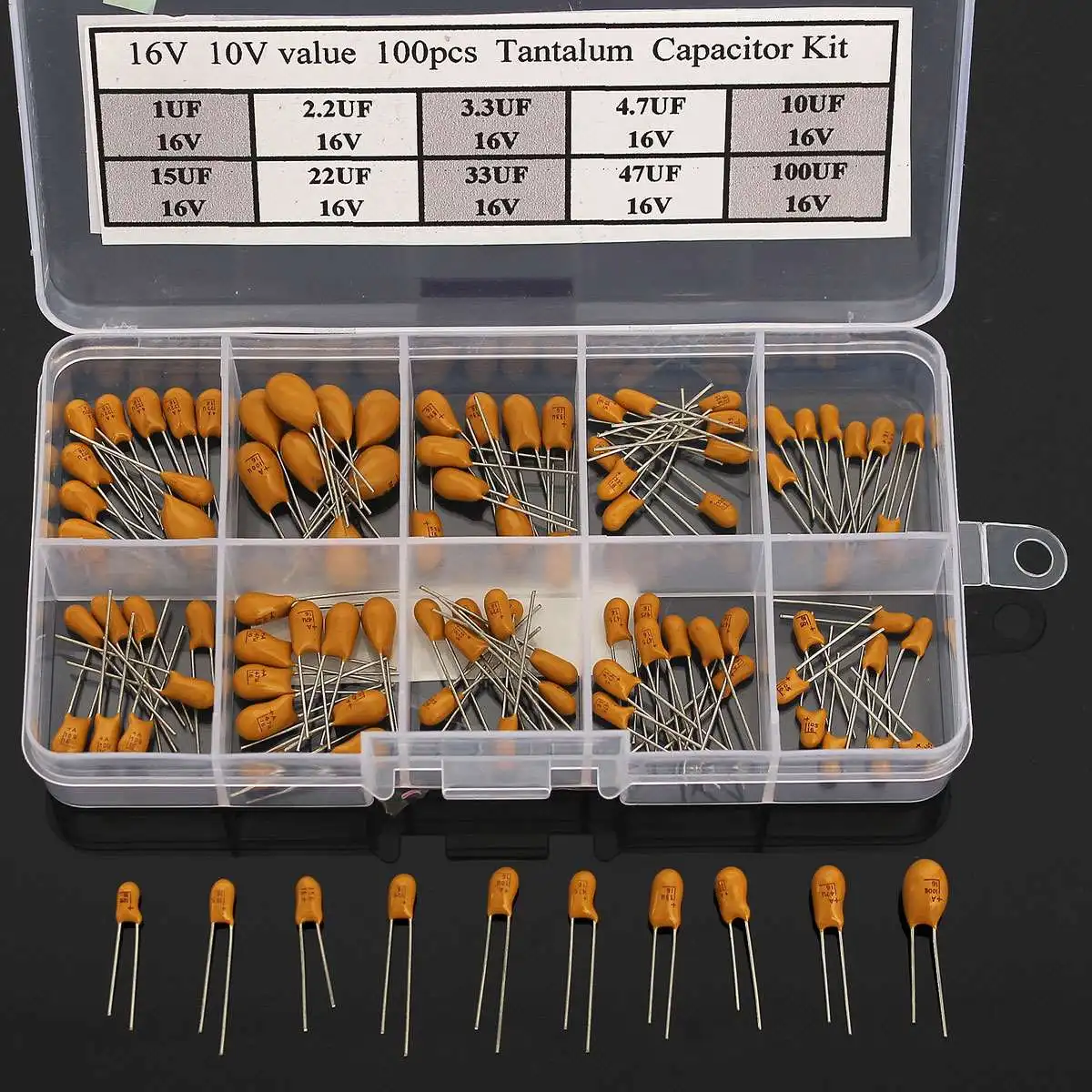 Конденсаторы танталовые высокой точности 16 В 10 значений 100 шт.|tantalum capacitor|capacitor