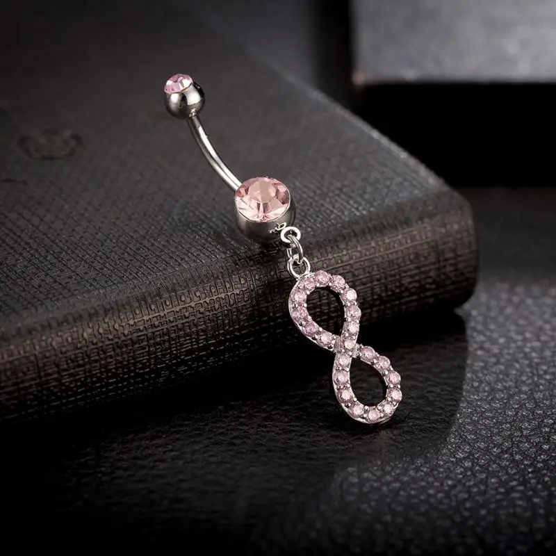 Кольцо женское из хирургической стали 316L висячее туннель с имитацией