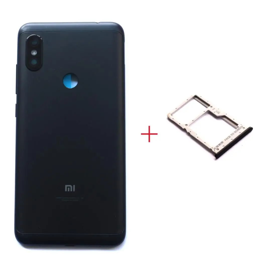 black with tray Чехол для задней крышки батареи для Redmi Note 6 pro для Xiaomi Redmi Note6 Pro - Цвет: black with tray