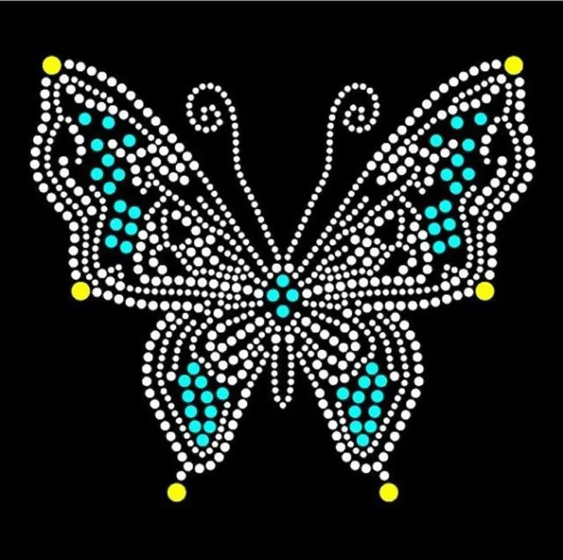 Стразы-бабочки с горячей фиксацией Переводные мотивы железные на кристаллах