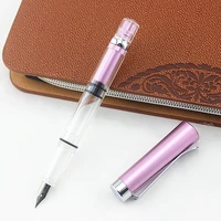 student practise calligraphy plastic transparent fountain pen f nib 0 5mm hooded nib 0 38mm color ink pens school supplies